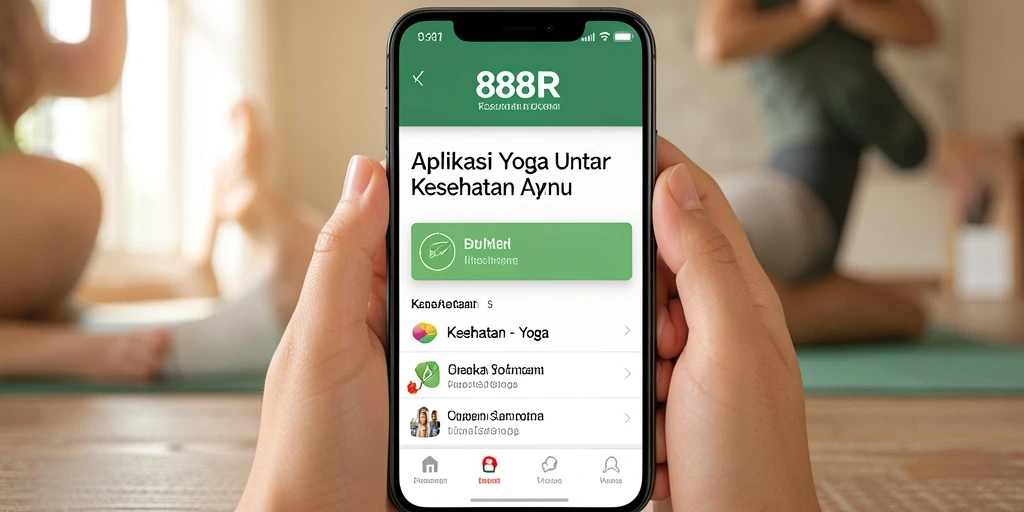 Antarmuka aplikasi 888R yang menampilkan sesi yoga dan meditasi.