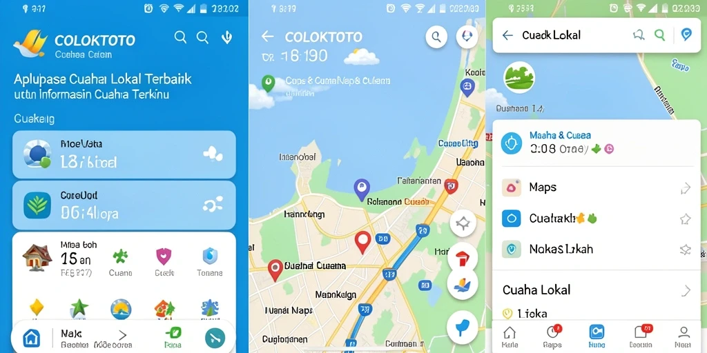 Screenshot aplikasi COLOKTOTO menampilkan antarmuka cuaca lokal yang informatif.