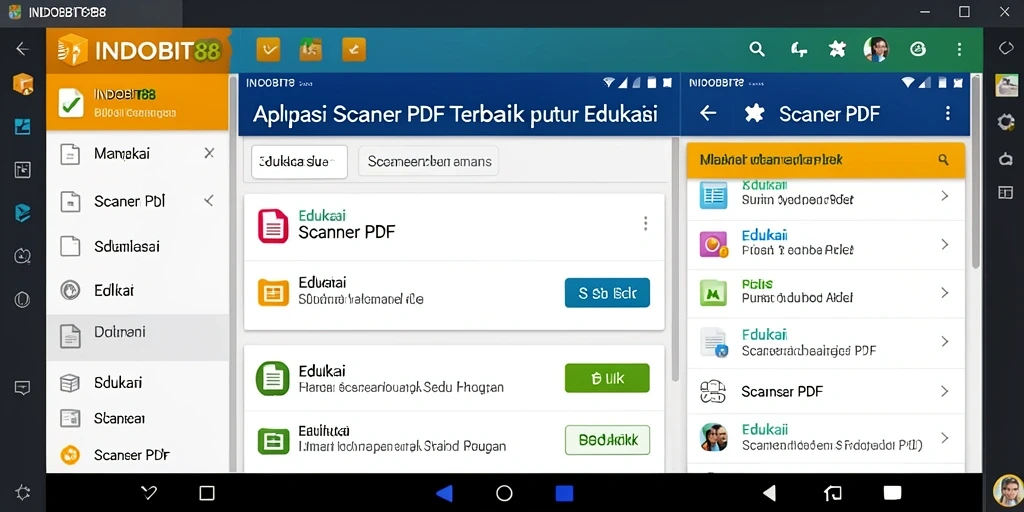 Screenshot antarmuka aplikasi INDOBIT88 yang menampilkan fungsi Scanner PDF.