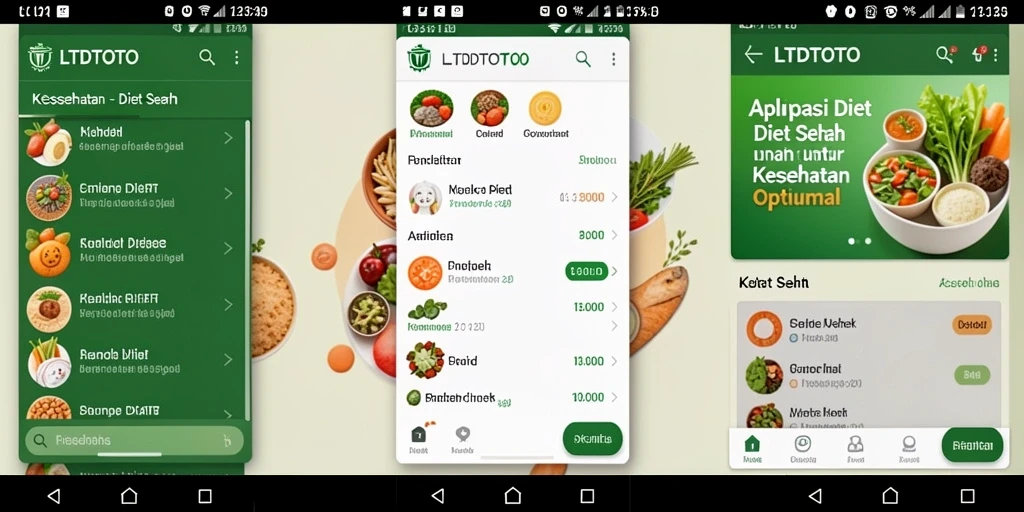 Tampilan antarmuka aplikasi LTDTOTO untuk diet sehat.