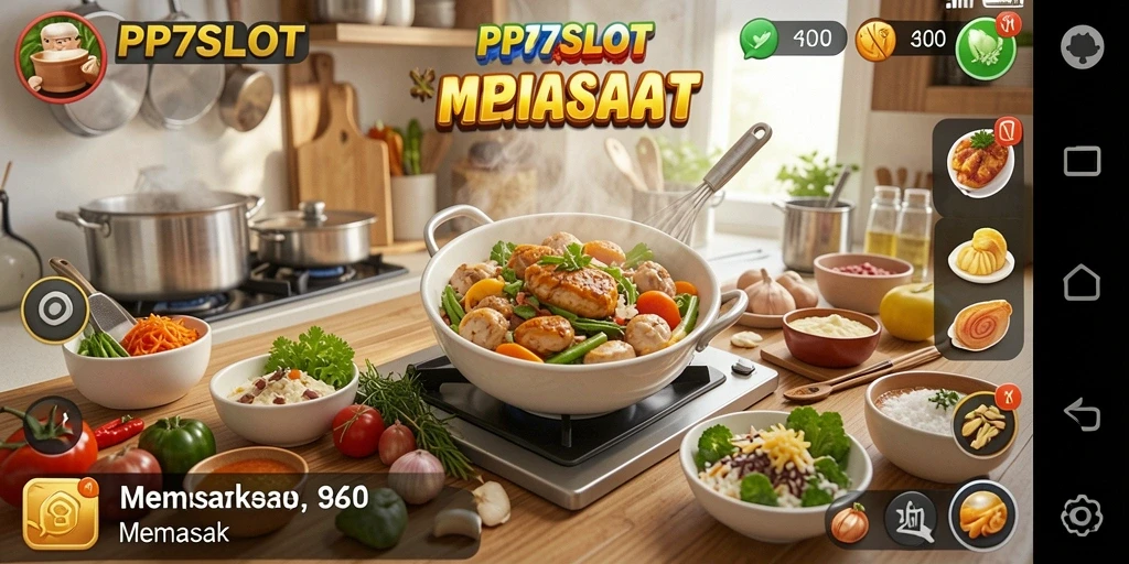 Tampilan antarmuka gameplay memasak yang menarik dari PP7SLOT.