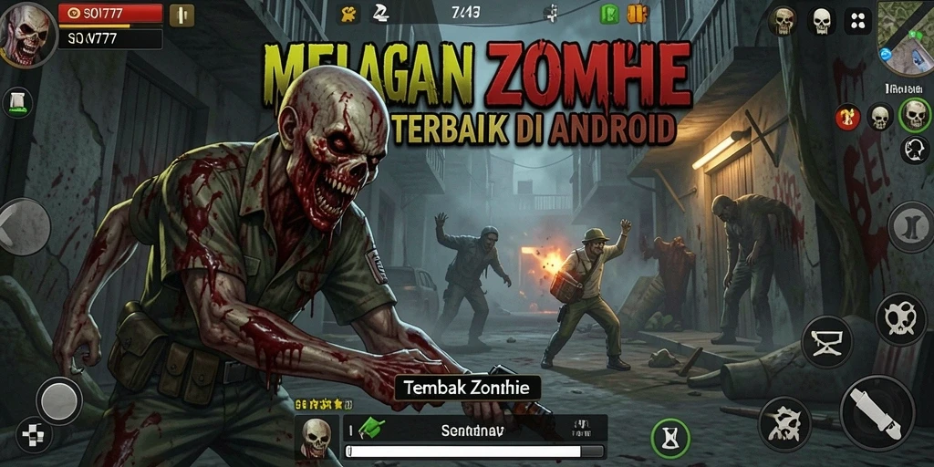 Tampilan antarmuka game SOV777 dengan pertarungan zombie yang intens.