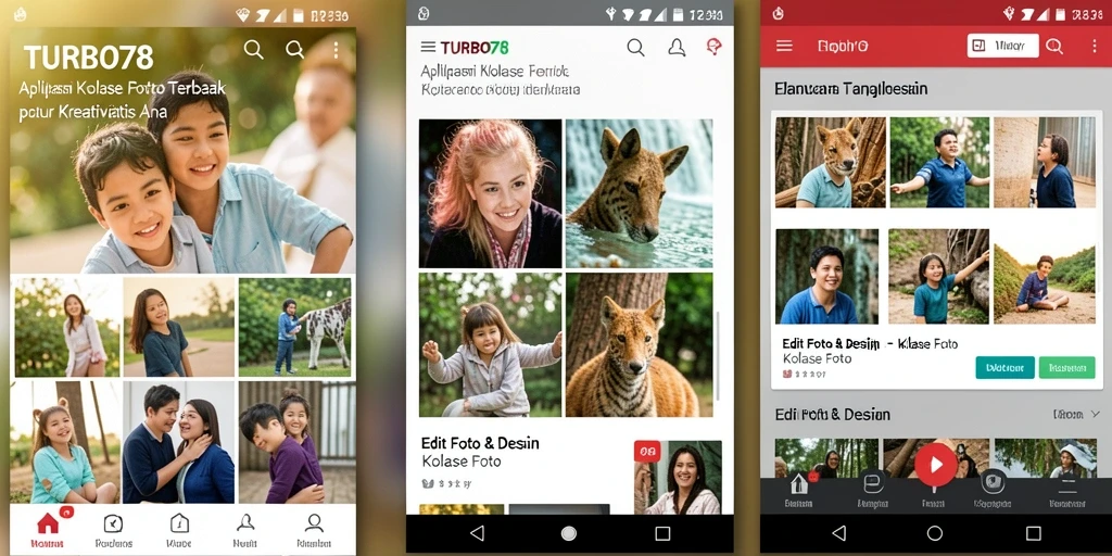 Antarmuka TURBO78 menampilkan fitur kolase foto yang menarik dan intuitif.