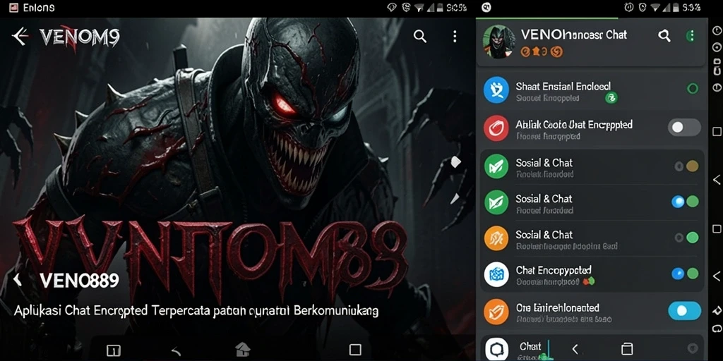 Tampilan antarmuka VENOM889 yang mudah digunakan untuk chatting aman.